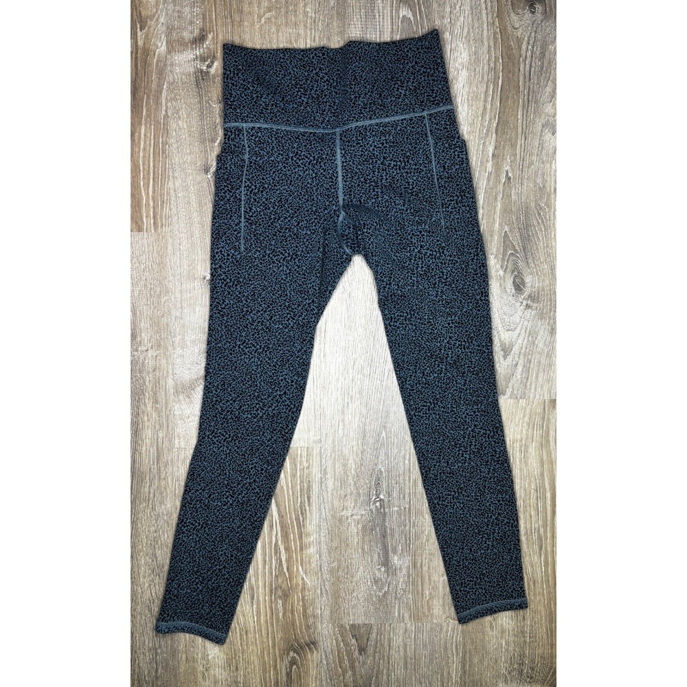 Athleta Salutation Stash Textured Tight‎ Blue Leopard Print Leggings Small Tall